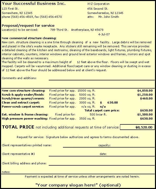 commerical cleaning bid calculators